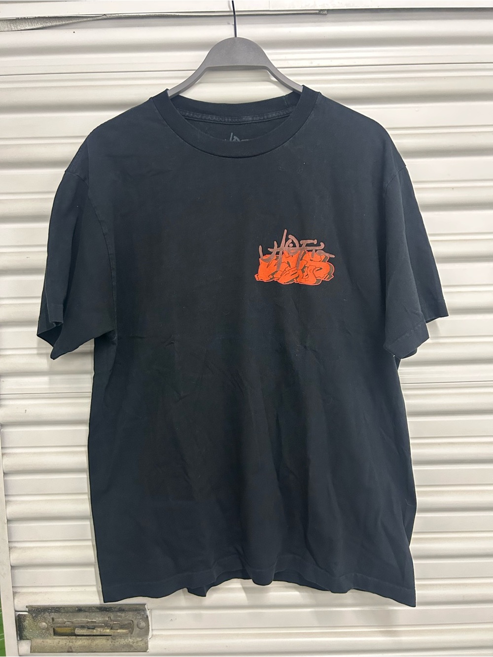 Travis Scott Black Tee with Orange Chest Graphic